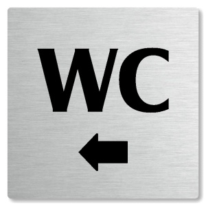 WC vlevo, 100x100mm, stříbrná, Nevada